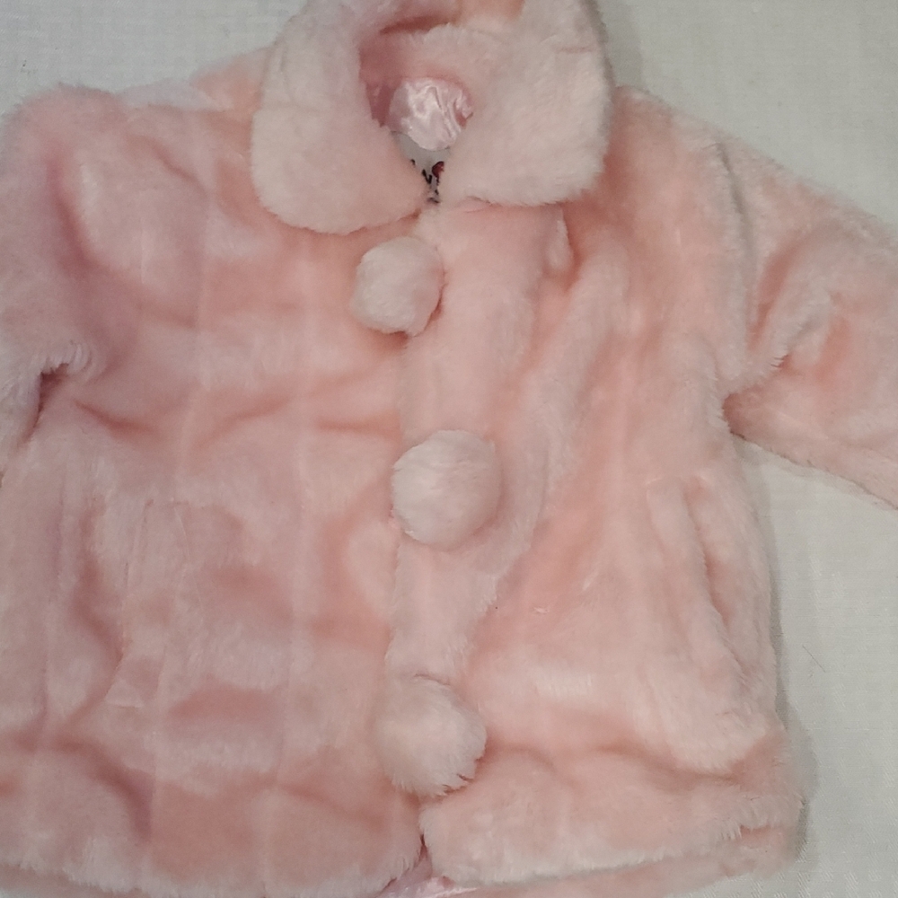 Cozy Pink Faux Fur Pom-Pom Puffer Jacket for Kids - Picture 2 of 8